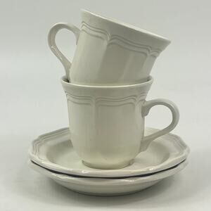 2 Mikasa French Countryside F9000 Coffee or Tea Cups and Saucers Cottagecore